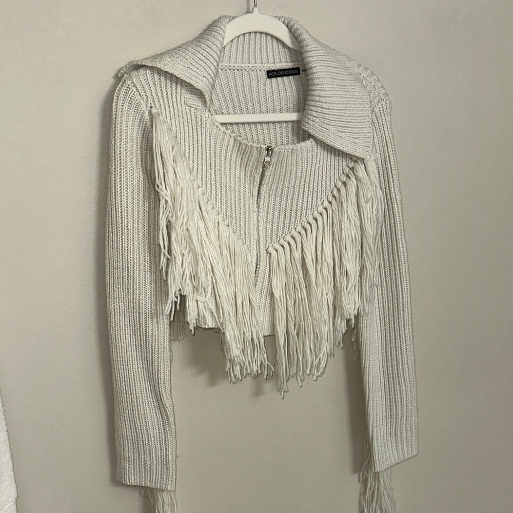 Hot & Delicious - Cream Fringe Sweater